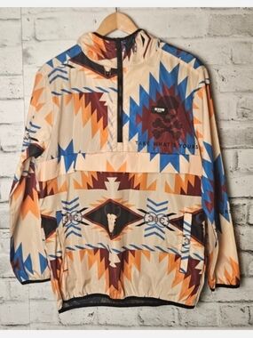 Reason NYC Aztec Skull Windbreaker Jacket Hooded Anorak NWT M
